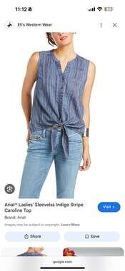 Ariat Ladies Sleeveless Indigo Stripe Caroline Tie-Front Top